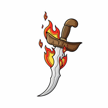 Cartoon vector illustration of a keris