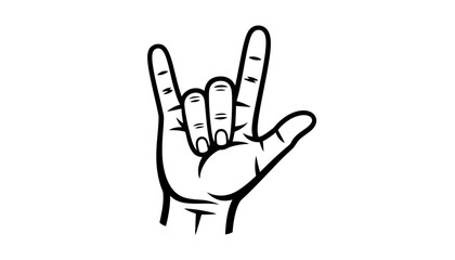 Fototapeta premium I love you hand sign gesture illustration with language