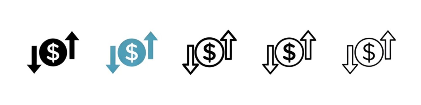 Operating profit loss icon pack. Thin line customizable illustration. Contour symbol. Vector isolated outline drawing. Editable stroke