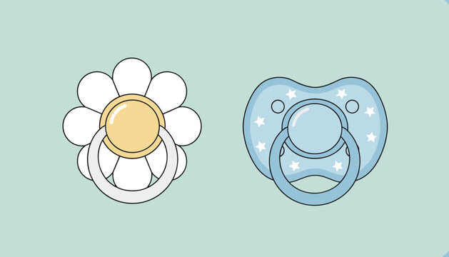 Baby Pacifier Set with Daisy Flower and Star Pattern Designs
