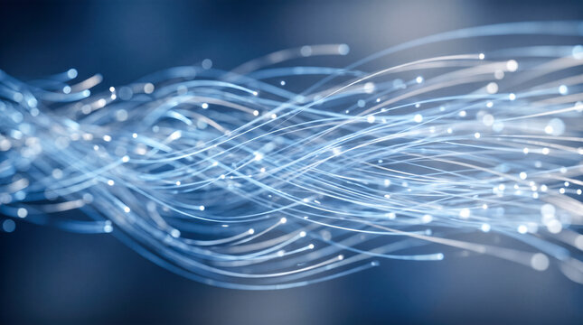 abstract glowing fiber optic cables flowing digital data internet network modern light communication technology fast broadband speed futuristic cyber cyberspace background lines