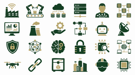 Modern Technology and Industry 4.0 Icons for Digital Transformation © Colorwave Studio