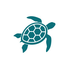 Simple teal sea turtle illustration minimalist design for marine life concepts © MDMINTU