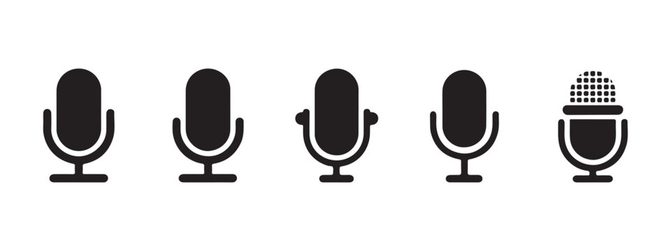 Microphone icon collection. audio sound symbol, mic sign isolated. studio microphone symbol, vector illustration.