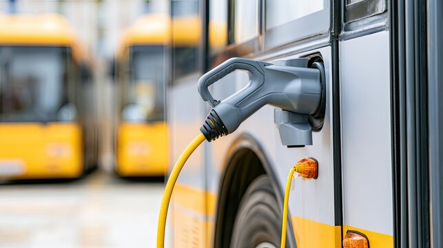 Electric bus charging port with yellow cable plugged in (1)