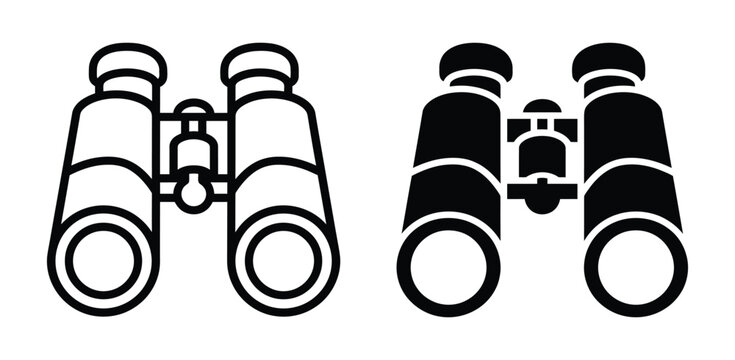 Black and white binoculars icons Vector