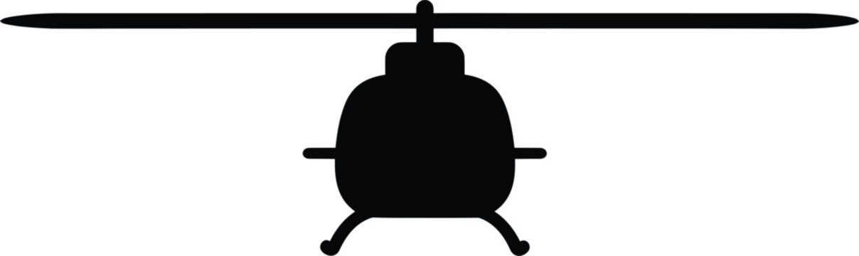 Silhouette vector illustration of a modern helicopter front view design