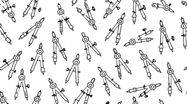Repeating pattern of compass and protractor tools.