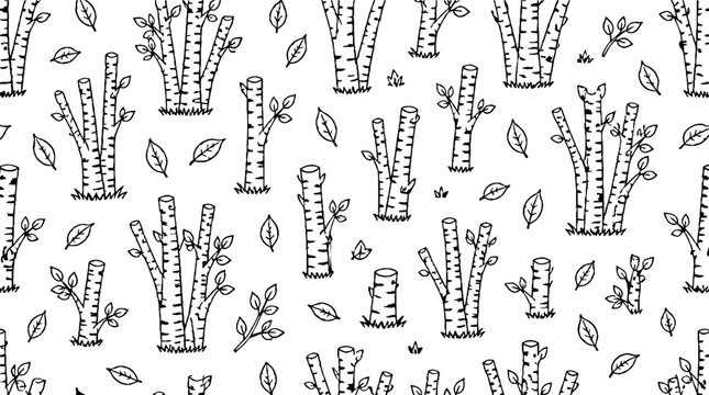 Detailed bamboo and leaf pattern illustration.