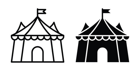 Obraz premium Black and white circus tent icons Vector