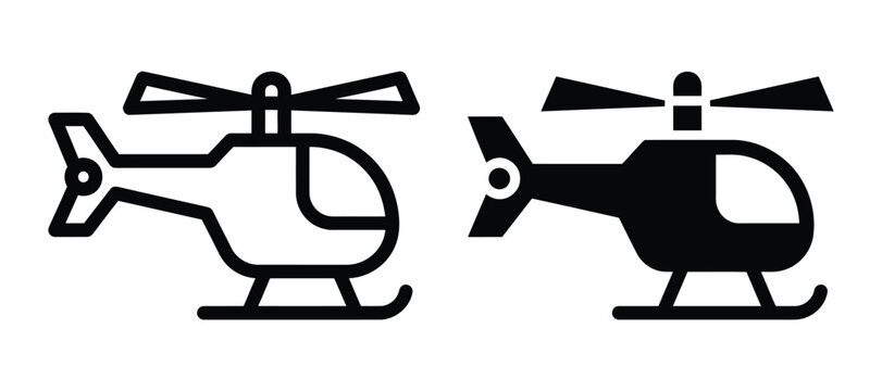 Black and white helicopter icons Vector