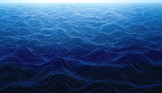 Deep, textured blue ocean waves cresting under a bright horizon
