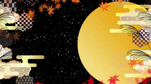 Full Moon and Autumn Leaves Design 4K