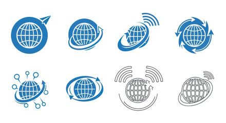 Global communication and logistics network globe icons © alina