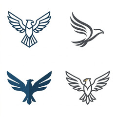 Obraz premium Eagle Hawk Bird Logo Set Vector Blue Gray Minimalist Corporate Icon