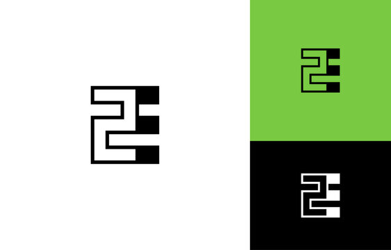 Letters SE Square Logo Template or Number 2E Rectangular Monogram Idea. 