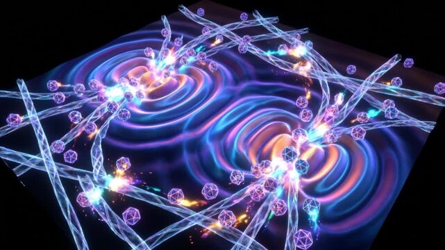 ケモカイン勾配が免疫細胞の走化性を誘発する黒背景の抽象的な科学CG映像