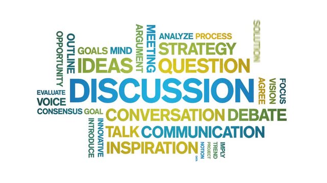 Discussion animated word cloud-text design animation tag kinetic typography seamless loop.