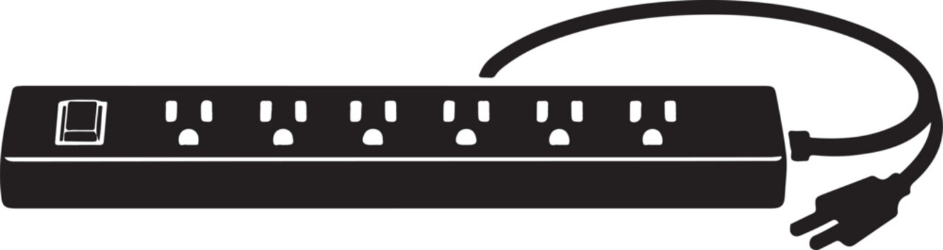 silhouette of a power strip with six outlets