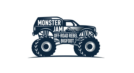 Heavy duty monster truck silhouette with off road racing text © cintya