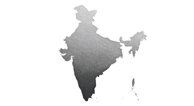 India map silhouette with halftone dot pattern