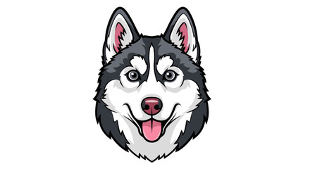 Siberian husky dog head mascot with friendly smiling expression © cintya