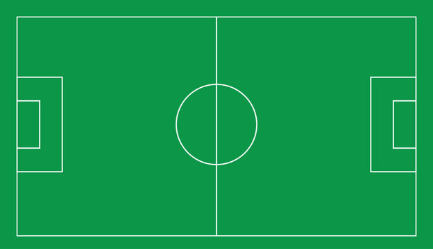 Soccer field illustration with white lines on a solid green background aerial view of a sports pitch football ground playing
