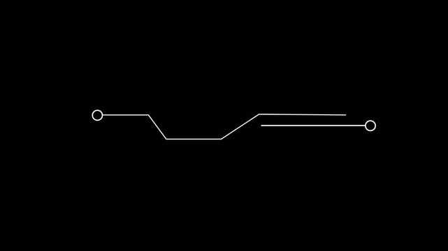 Futuristic HUD horizontal callout line with dual circle nodes and parallel accent on black background 4k.