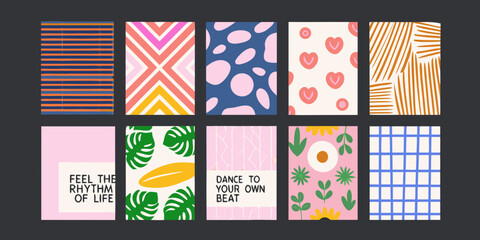 Obraz premium Assorted abstract patterns a collection of colorful vector illustrations on a dark background abstract pattern abstract design