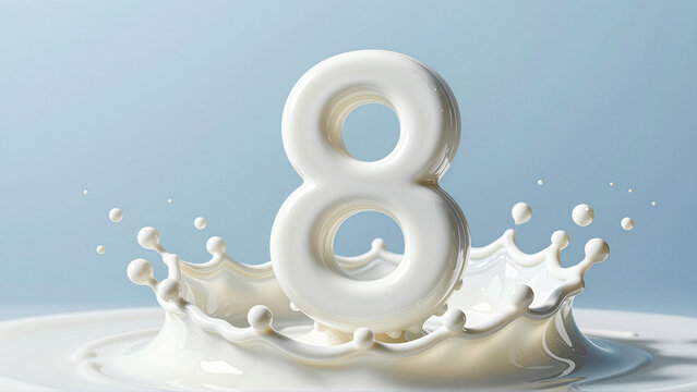 White Creamy Milk Splash with Number Eight High Speed Capture