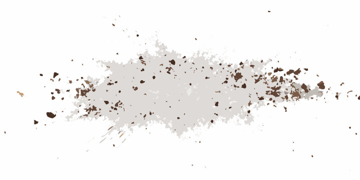 Brown dirt splatter with scattered particles on a white background soil mud splash particle texture