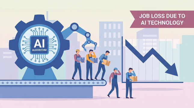 An ai algorithm ousts workers. Job loss due to AI technology