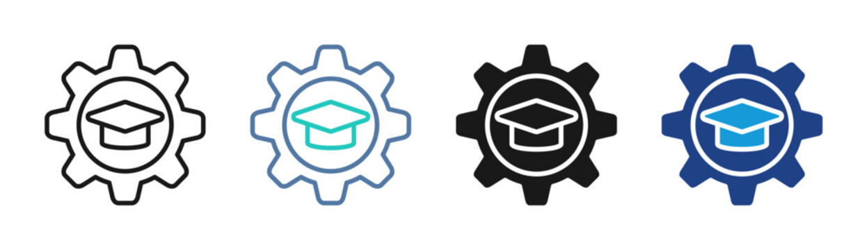 Learning System icon set multiple style collection