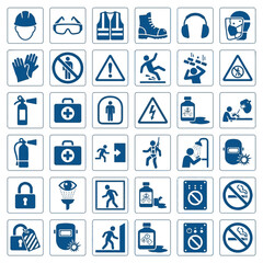 Fototapeta premium Safety and Health Warning Signs Collection for Industrial Workplace Hazard Identification