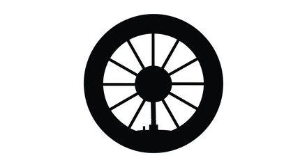 Black wagon wheel silhouette on a white background silhouette © sanu