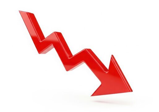 Red downward zigzag arrow