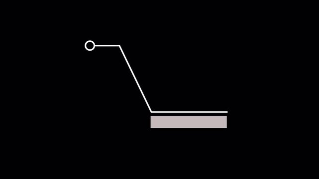 Futuristic HUD stepped callout line with solid rectangle text box and circle node on black background