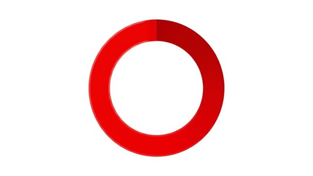 Red Circular Loading Progress Ring Animation on White Background, Modern Buffer Indicator Loop