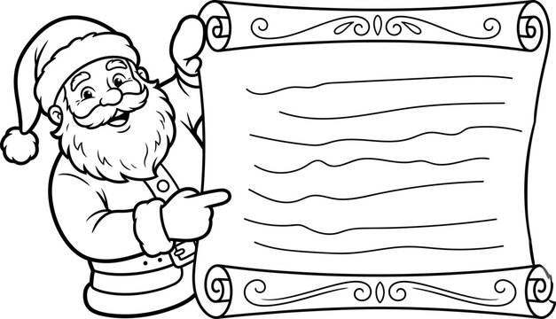 Santa claus holding a large scroll