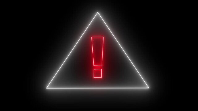 White triangle and red warning sign with exclamation mark isolated on a black background.