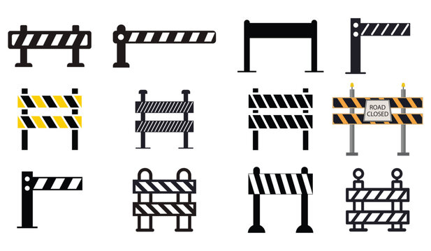 Traffic road barriers icon vector illustration. Editable stroke, Vector illustration, Line art Icon, Symbols.	
