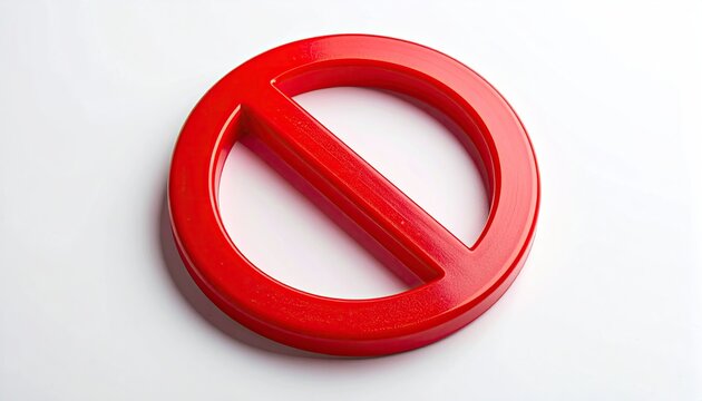 Red Prohibition Sign Isolated on White Background.