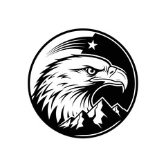 Obraz premium Eagle head mountain peak badge logo.