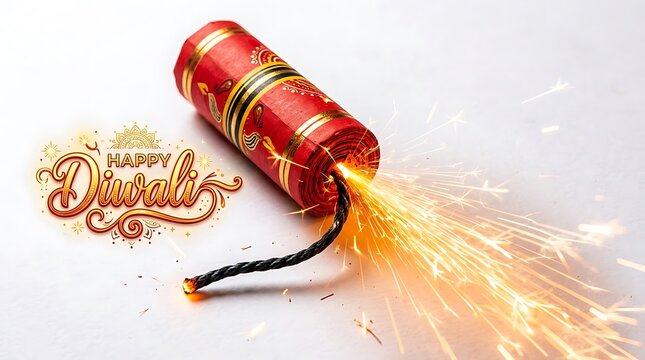 Diwali fireworks sparkling crackers and happy diwali wishes