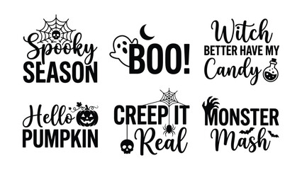 Obraz premium Spooky Season Halloween Quotes Collection in Editable EPS Vector