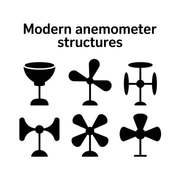 Anemometer icon set for wind measurement and weather