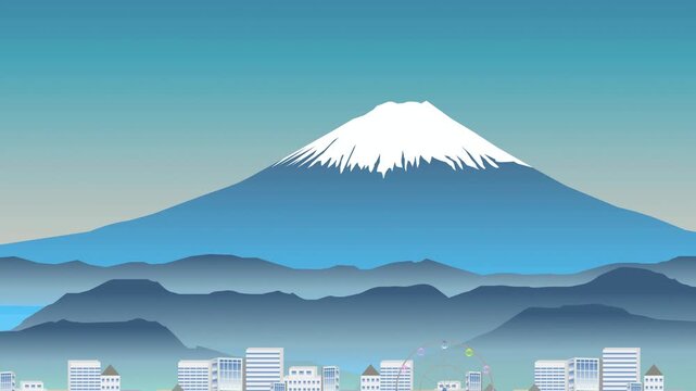 Mount Fuji View from Modern Cityscape 4K