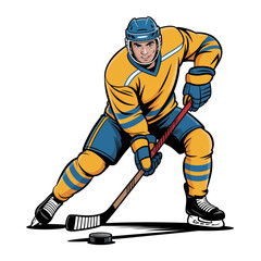 Fototapeta premium Hockey player skater action sport illustration with athletic