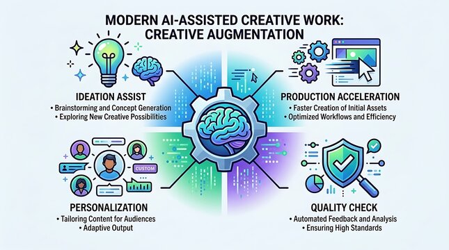 Infographic of modern ai assisted creative work and augmentation