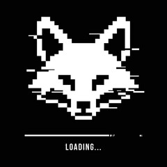 Fototapeta premium Glitchy Pixelated White Fox Head Portrait.